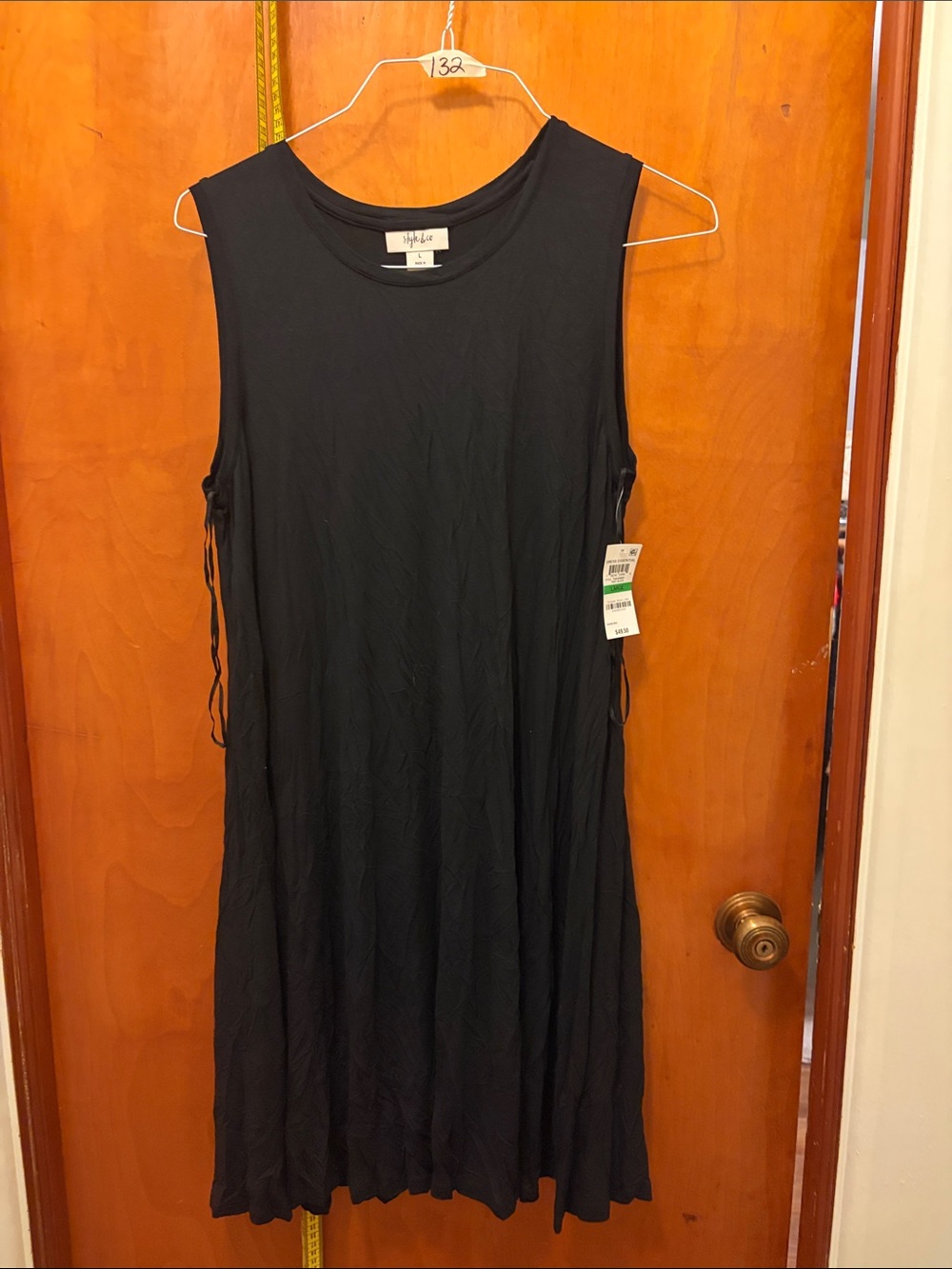 Style & Co. Black Sleeveless A-Line Midi Dress with Side Ties